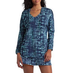 Halston Studio NWT Drop Shoulder Hoodie Womens Size Small Ocean Wave Pull Over